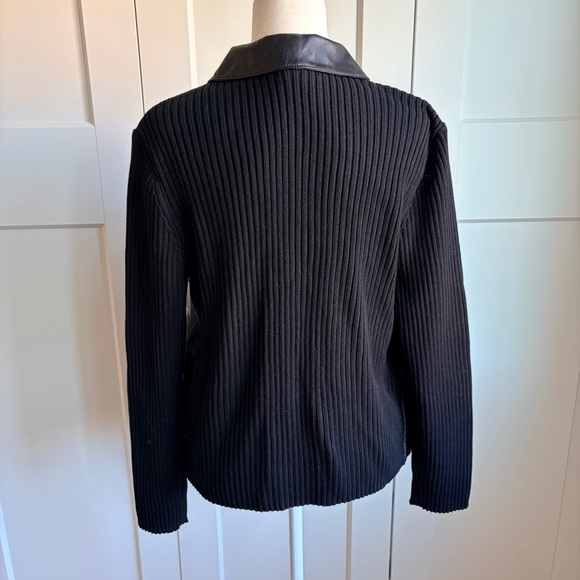 Lisa International Black Lamb Skin Leather Sweater Jacket | L - Picture 2 of 4